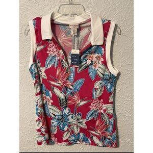 Tommy Bahama Women's Size M Golf Tennis Pickleball Sleeveless Pink Floral Shirt